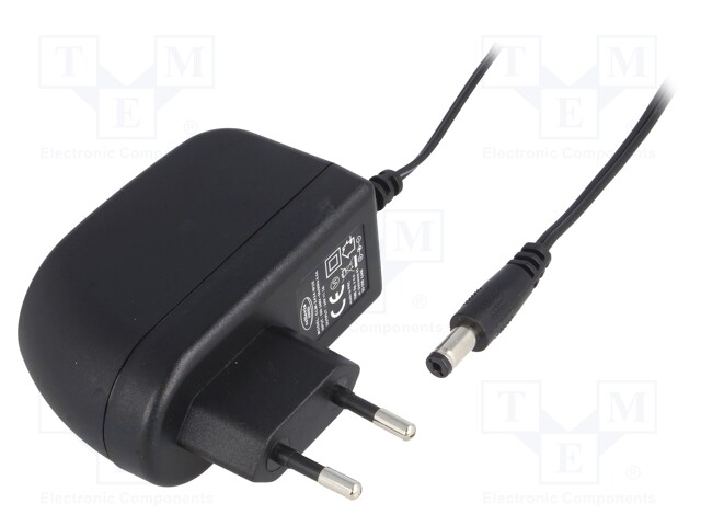 Power supply: switched-mode; 24VDC; 1A; Out: 5,5/2,1; 24W; Plug: EU