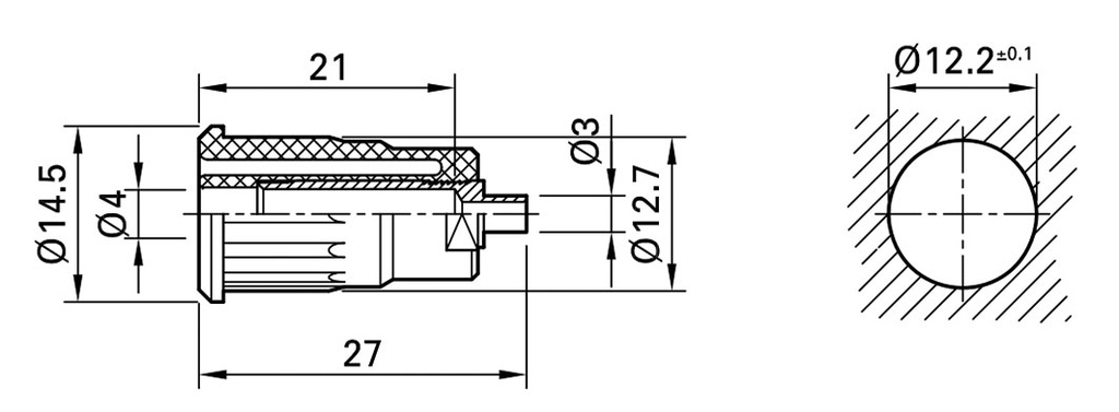 Socket; 4mm banana; 24A; 1kV; blue; nickel plated; on panel