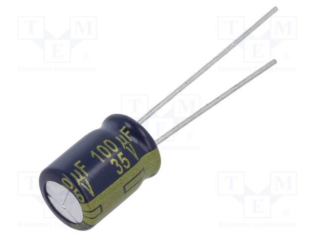 Electrolytic Capacitor, 100 µF, 35 V, EEUFC Series, ± 20%, Radial Leaded, 2000 hours @ 105°C