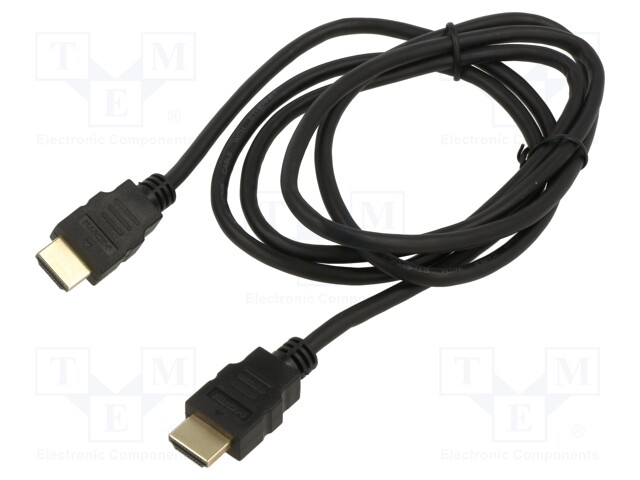 Cable; HDMI 1.4,flat; HDMI plug,both sides; 1.5m; black; 30AWG