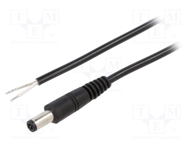 Cable; wires,DC 5,5/2,5 plug; straight; 0.5mm2; black; 1.5m