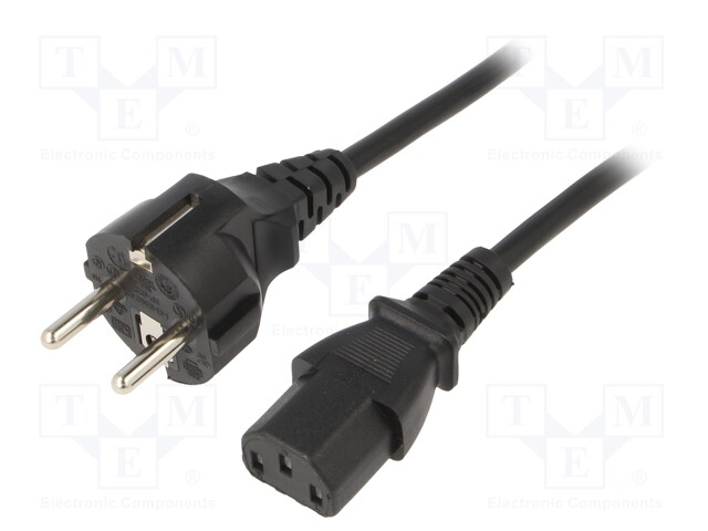 Cable; CEE 7/7 (E/F) plug,IEC C13 female; 1.8m; black; PVC; 10A