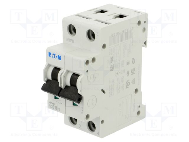 Circuit breaker; 230/400VAC; Inom: 16A; Poles: 2; DIN; Charact: D