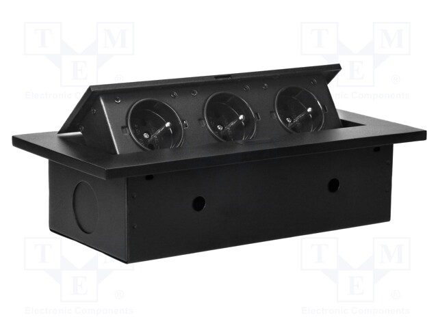 Plug socket strip: furniture; IP20; 3600W; black; 108x223mm