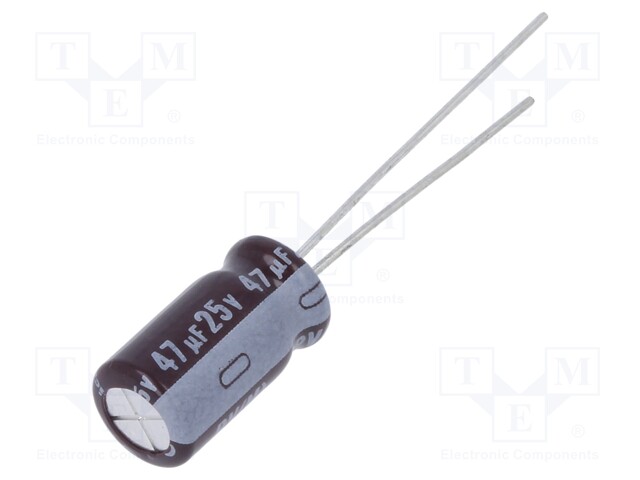 Capacitor: electrolytic; low impedance; THT; 47uF; 25VDC; ±20%