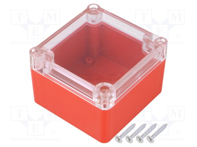 Enclosure: multipurpose; X: 80mm; Y: 82mm; Z: 55mm; ABS; red; gasket