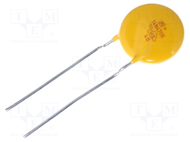 Varistor: metal-oxide; THT; 30VAC; 38VDC; 47V; ±10%; 1kA; 12J; 100mW