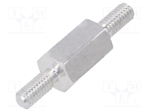 Screwed spacer sleeve; 8mm; Ext.thread: M2,5; hexagonal