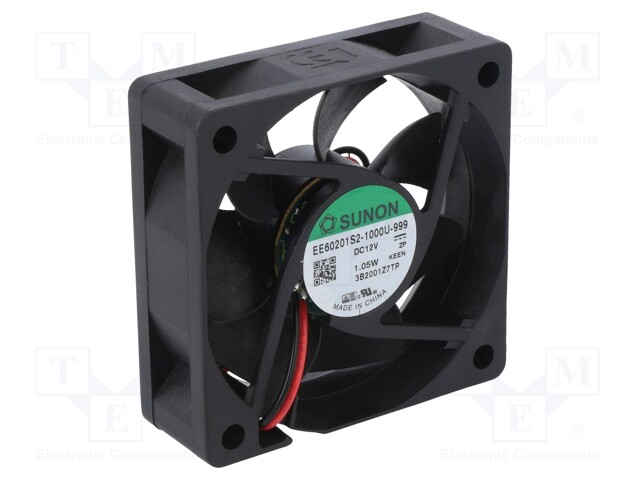 Fan: DC; axial; 12VDC; 60x60x20mm; 31.43m3/h; 26.3dBA; 3900rpm