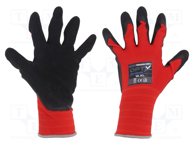 Protective gloves; Size: 10,XL; red; polyester; Opty