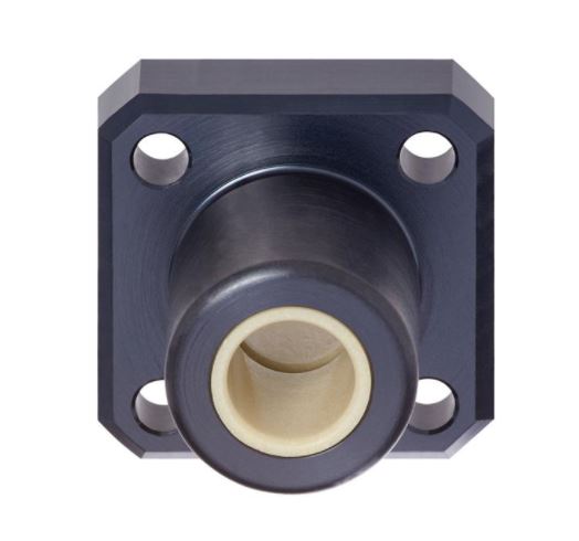 Bearing: drylin® R - Press fit bearing; pillow block FJUM-02-12; with flange; Øint:12mm