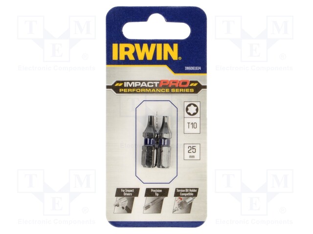 Screwdriver bit; Torx®; TX10; Mounting: 1/4" (C6,3mm); 2pcs.