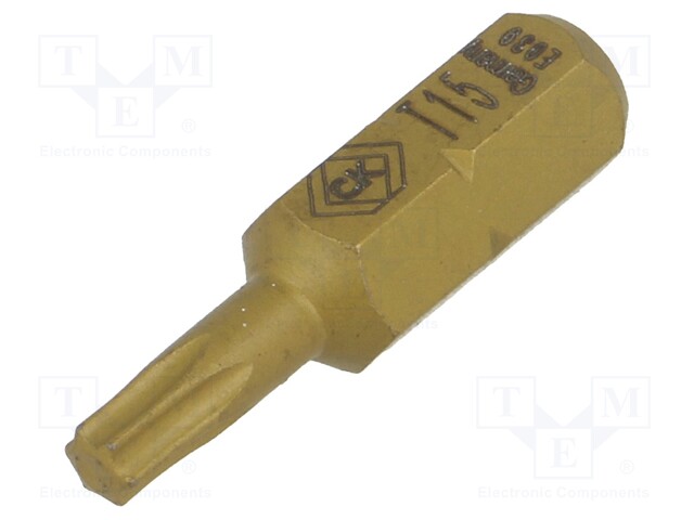 Screwdriver bit; Torx®; TX15; Overall len: 25mm