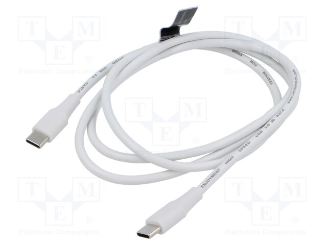 Cable; USB 2.0; USB C plug,both sides; nickel plated; 1m; white