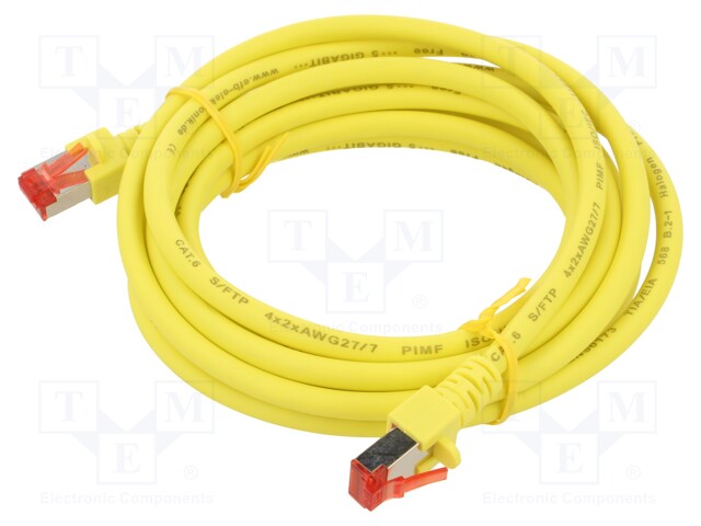 Patch cord; S/FTP; 6; stranded; Cu; LSZH; yellow; 3m; 27AWG