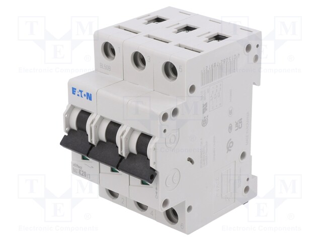 Circuit breaker; 230/400VAC; Inom: 20A; Poles: 3; DIN; Charact: K