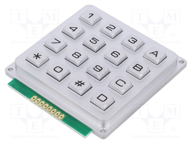 Keypad: metal; No.of butt: 16; none; metal; 200mΩ; 1.2N; 20mA; W: 65mm