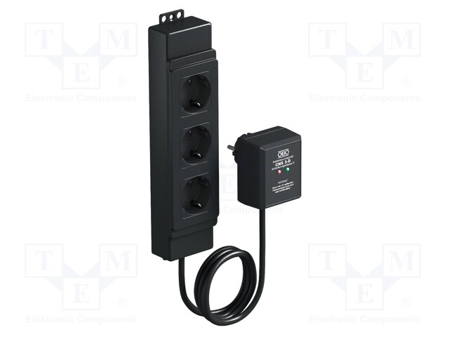 255VAC; Plug socket strip: protective; 16A; Colour: black; 2m