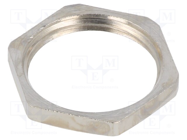 Nut; PG11; brass; 21mm; Plating: nickel; Entrelec