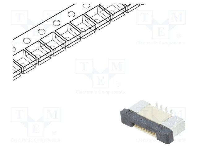 Connector: FFC (FPC); vertical; PIN: 8; ZIF; SMT; 500mA; tinned; 30mΩ