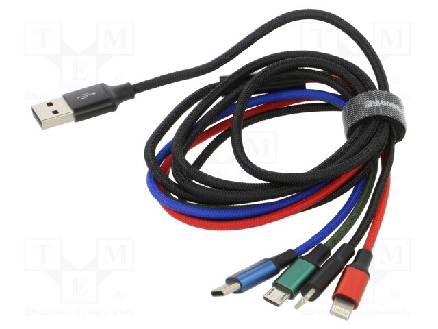 Cable; High Speed,USB 2.0; 1.2m; black; textile; 3.5A