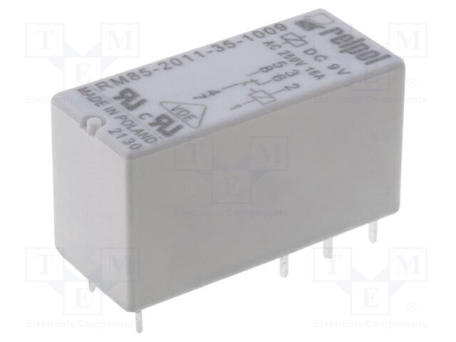 Relay: electromagnetic; SPDT; Ucoil: 9VDC; 16A/250VAC; 16A/24VDC