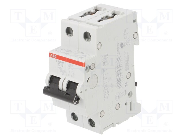 Circuit breaker; 230VAC; Inom: 16A; Poles: 1+N; DIN; Charact: C; 6kA