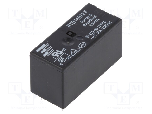 Relay: electromagnetic; SPDT; Ucoil: 12VDC; 16A/250VAC; 16A/24VDC