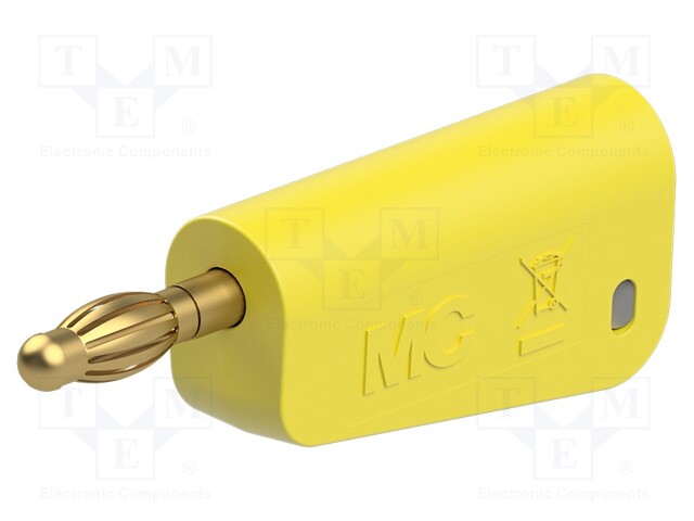 Plug; 4mm banana; 19A; 30VAC; 60VDC; yellow; gold-plated; 1mm2