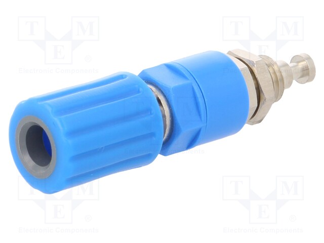 Socket; 4mm banana; 36A; 30VAC; 60VDC; Cutout: Ø6mm; blue