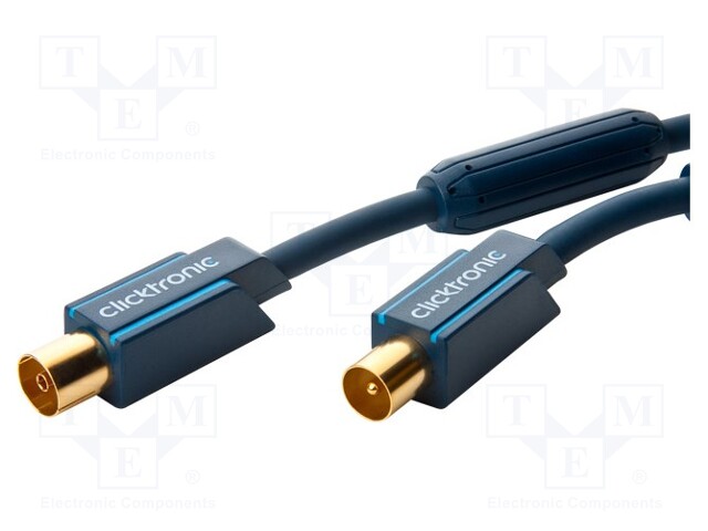Cable; 5m; coaxial 9.5mm socket,coaxial 9.5mm plug; blue