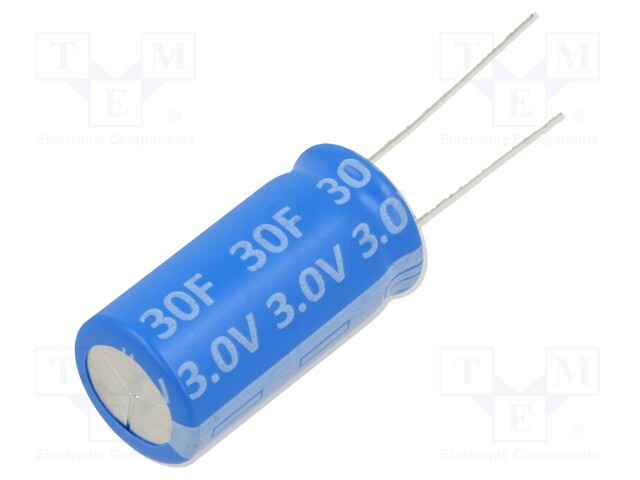 Supercapacitor; THT; 30F; 3VDC; Ø16x30mm