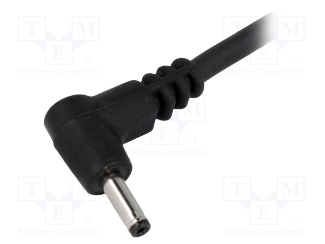 Cable; wires,DC 5,5/1,7 plug; angled; 1mm2; black; 1.5m; -20÷70°C