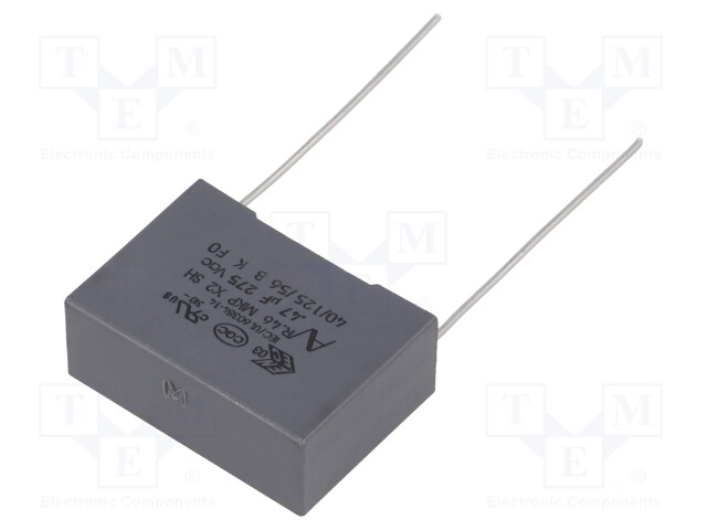 Capacitor: polypropylene; X2; 470nF; 22.5mm; ±20%; 26.5x10x18.5mm