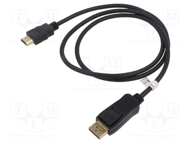 Cable; DisplayPort 1.2,HDMI 1.4; DisplayPort plug,HDMI plug; 1m