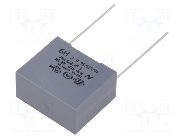 Capacitor: polypropylene; X2; 1uF; 22.5mm; ±20%; 26.5x13x22mm