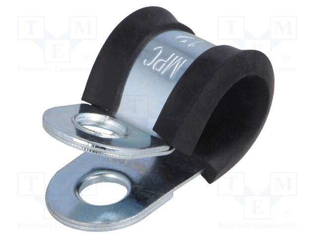 Fixing clamp; ØBundle : 12mm; W: 20mm; steel; Cover material: EPDM