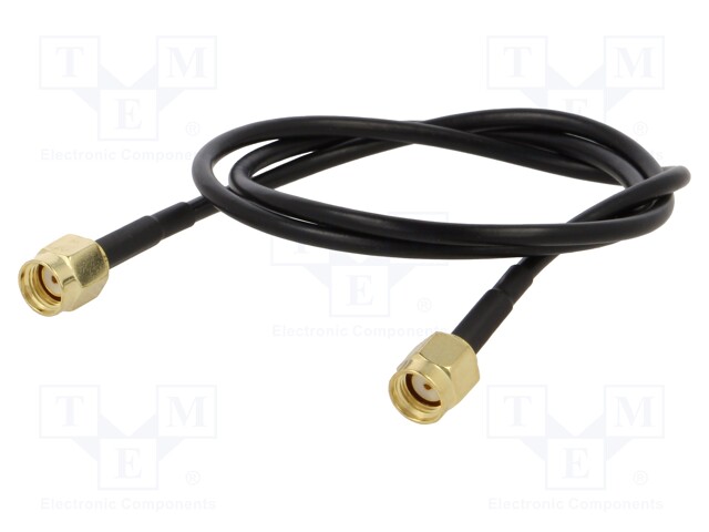 Cable; 50Ω; 0.3m; RP-SMA male,both sides; black; straight