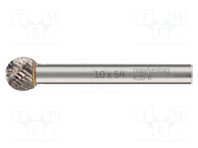 Rotary burr; Ø: 10mm; L: 54mm; metal; Working part len: 9mm; rod 6mm