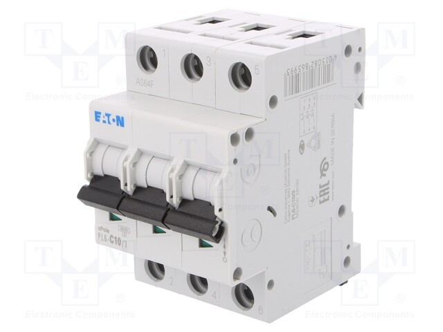 Circuit breaker; 230/400VAC; Inom: 10A; Poles: 3; DIN; Charact: C