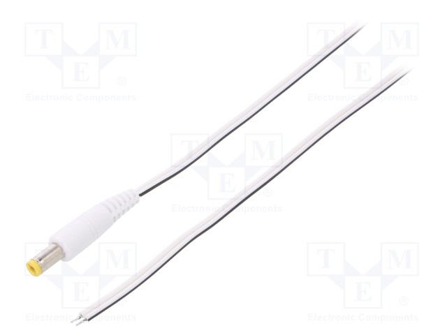 Cable; wires,DC 5,5/2,1 plug; straight; 0.5mm2; white; 3m