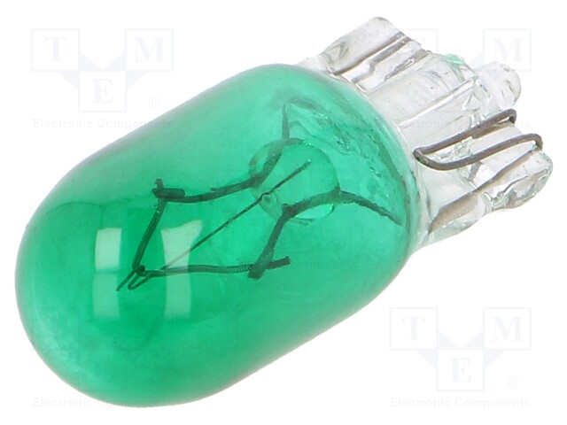 Filament lamp: automotive; W2,1x9,5d; green; 12V; 5W; VISIONPRO