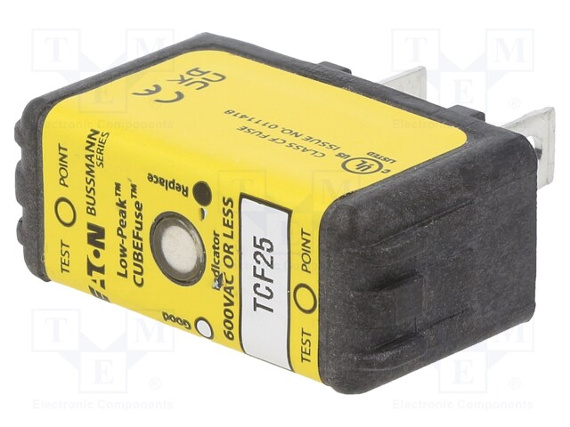 Fuse: fuse; time-lag; 25A; 600VAC; 300VDC