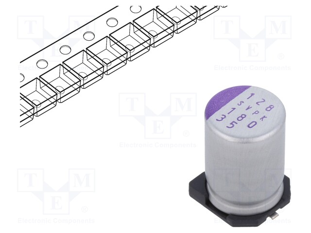 Polymer Aluminium Electrolytic Capacitor, 180 µF, 35 V, Radial Can - SMD, OS-CON SVPK Series