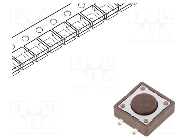 TACTILE SW, SPST, 0.05A, 12VDC, SOLDER