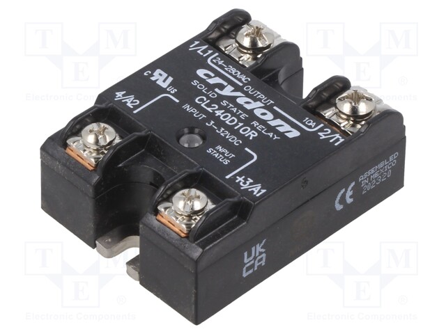 Relay: solid state; Ucntrl: 3÷32VDC; 5A; 24÷280VAC; -40÷80°C; IP00