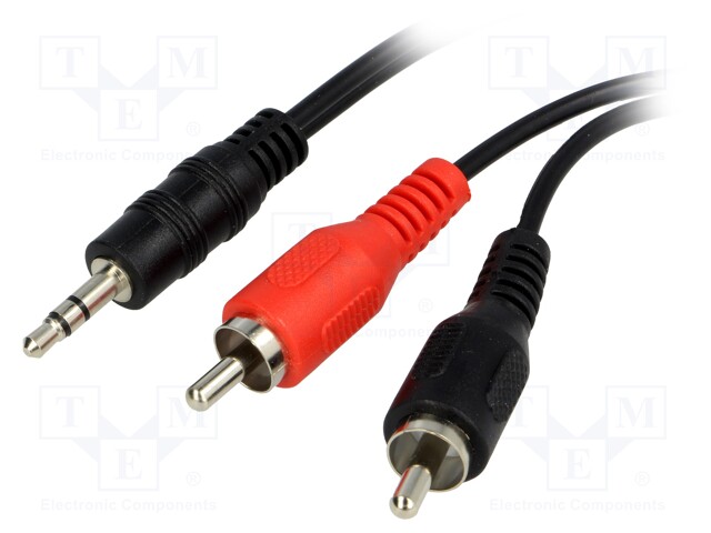 Cable; Jack 3.5mm plug,RCA plug x2; 1.2m; black