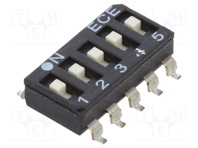 Switch: DIP-SWITCH; Poles number: 5; OFF-ON; 0.025A/24VDC; Pos: 2