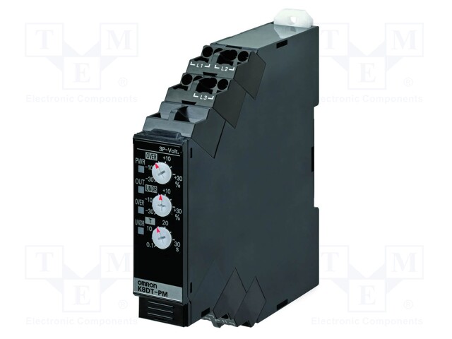 Phase Monitoring Relay, K8DT-PM Series, SPST-NO, DIN Rail, Screw