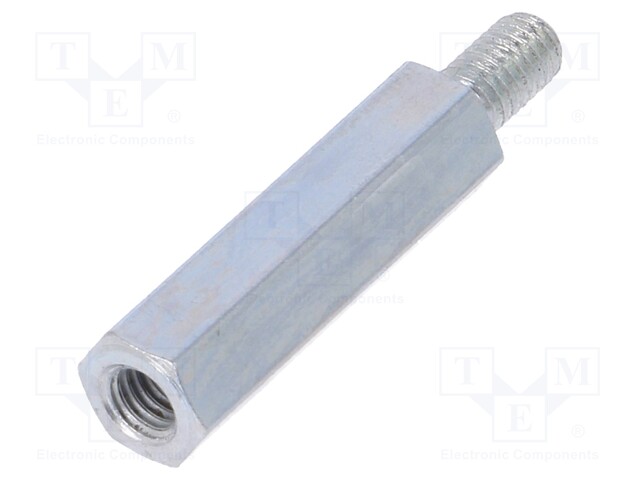 Screwed spacer sleeve; Int.thread: M3; 18mm; Ext.thread: M3; steel